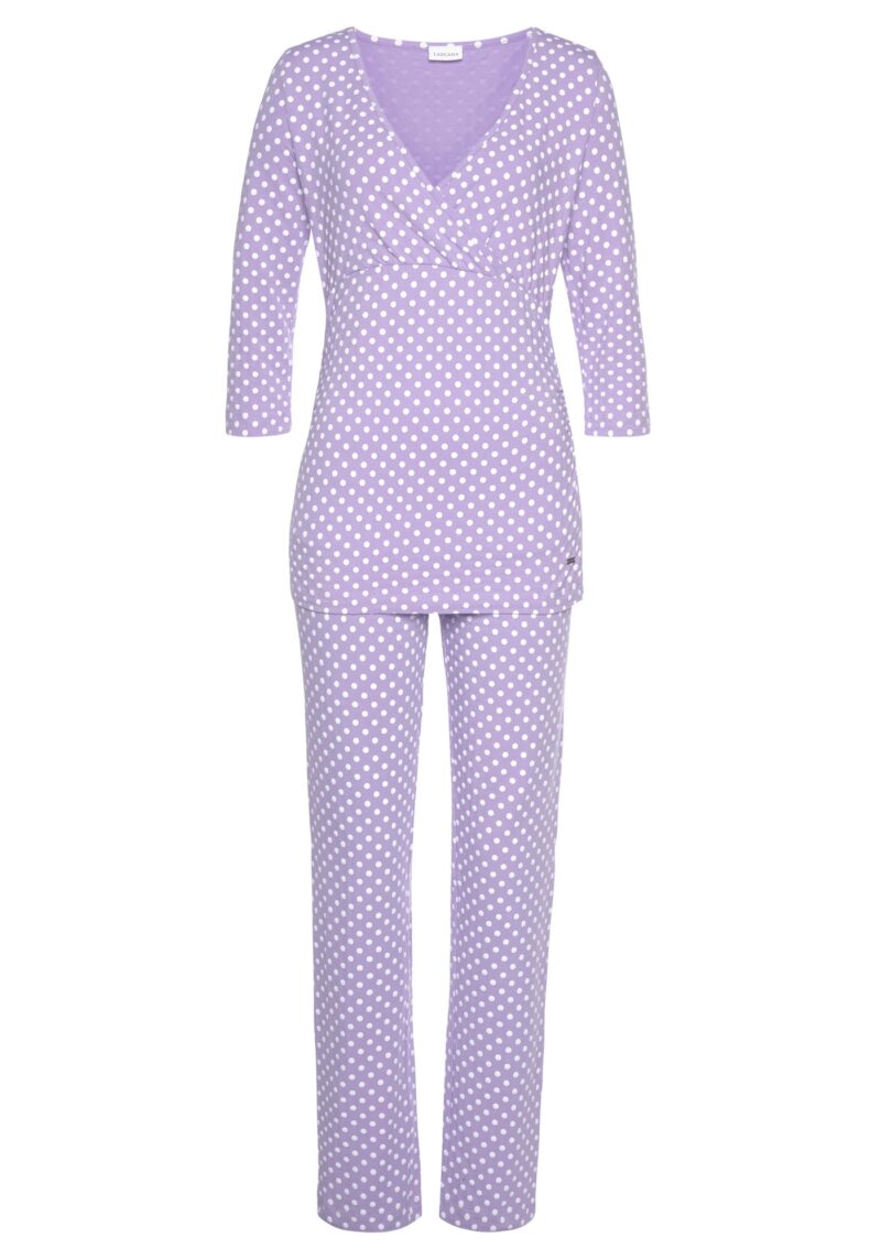 LASCANA Pijama  mov pastel / alb