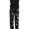 LASCANA Salopeta 'LS Overall black-flower'  roz / negru