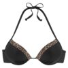 LASCANA Sutien costum de baie  maro coniac / maro închis / negru