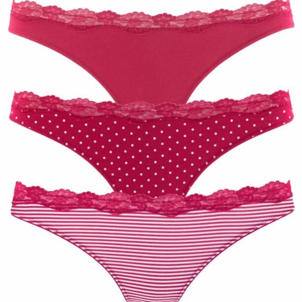 LASCANA Tanga  roșu cranberry / alb