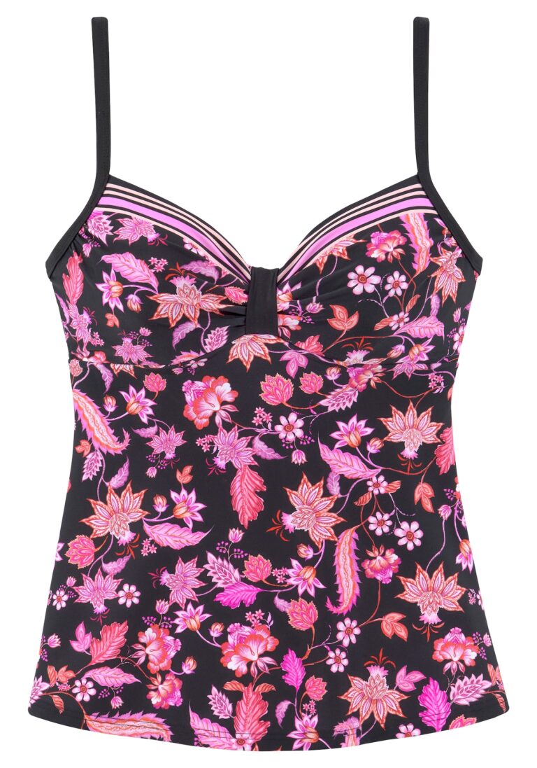 LASCANA Tankini top  albastru noapte / roz