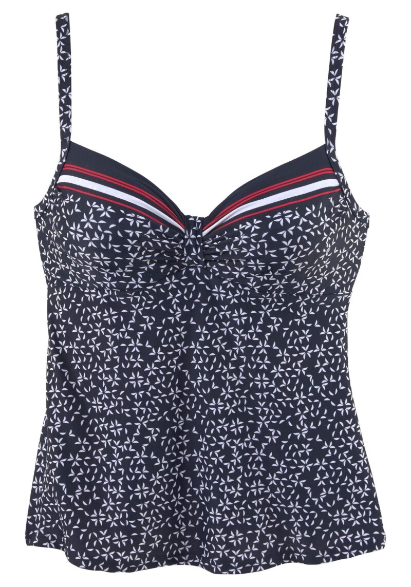 LASCANA Tankini top  bleumarin / roșu cranberry / alb