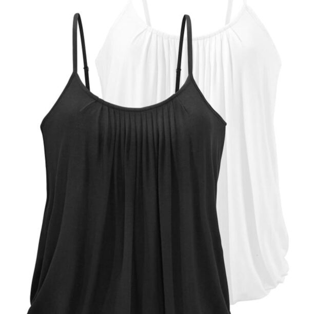 LASCANA Top  negru / alb