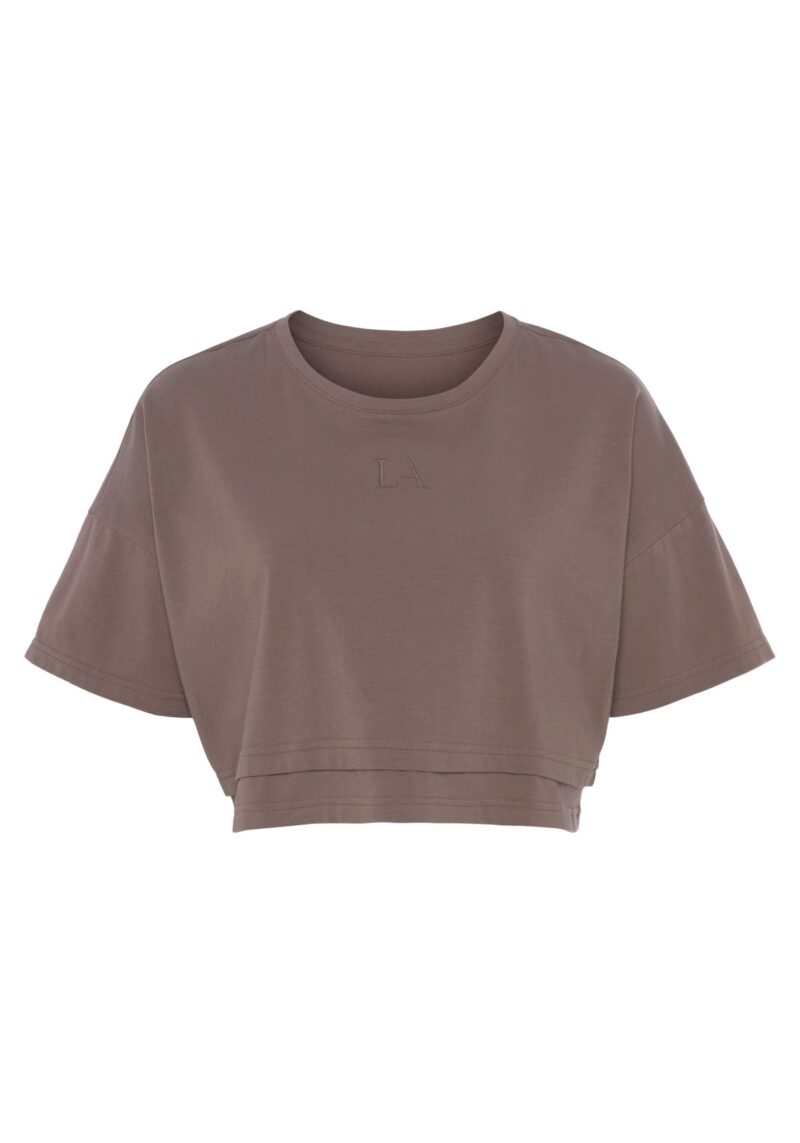 LASCANA Tricou  ciocolatiu / gri taupe