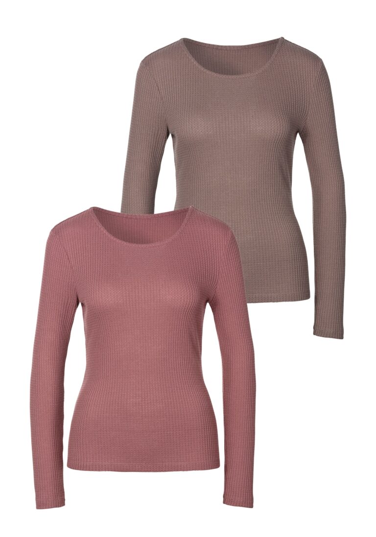 LASCANA Tricou  gri taupe / mauve