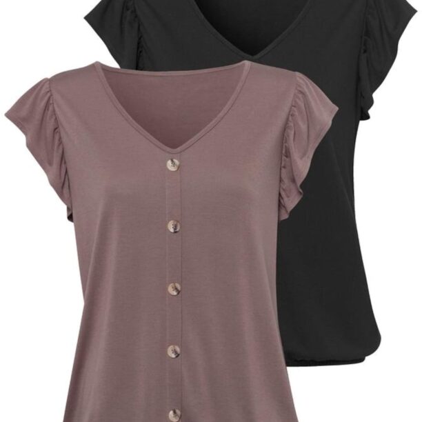 LASCANA Tricou  gri taupe / negru