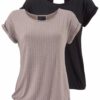 LASCANA Tricou  gri taupe / negru