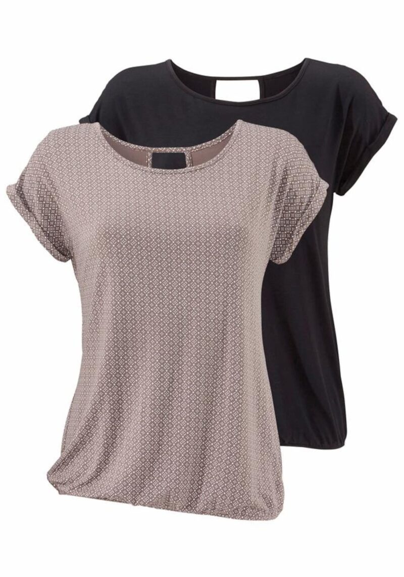 LASCANA Tricou  gri taupe / negru