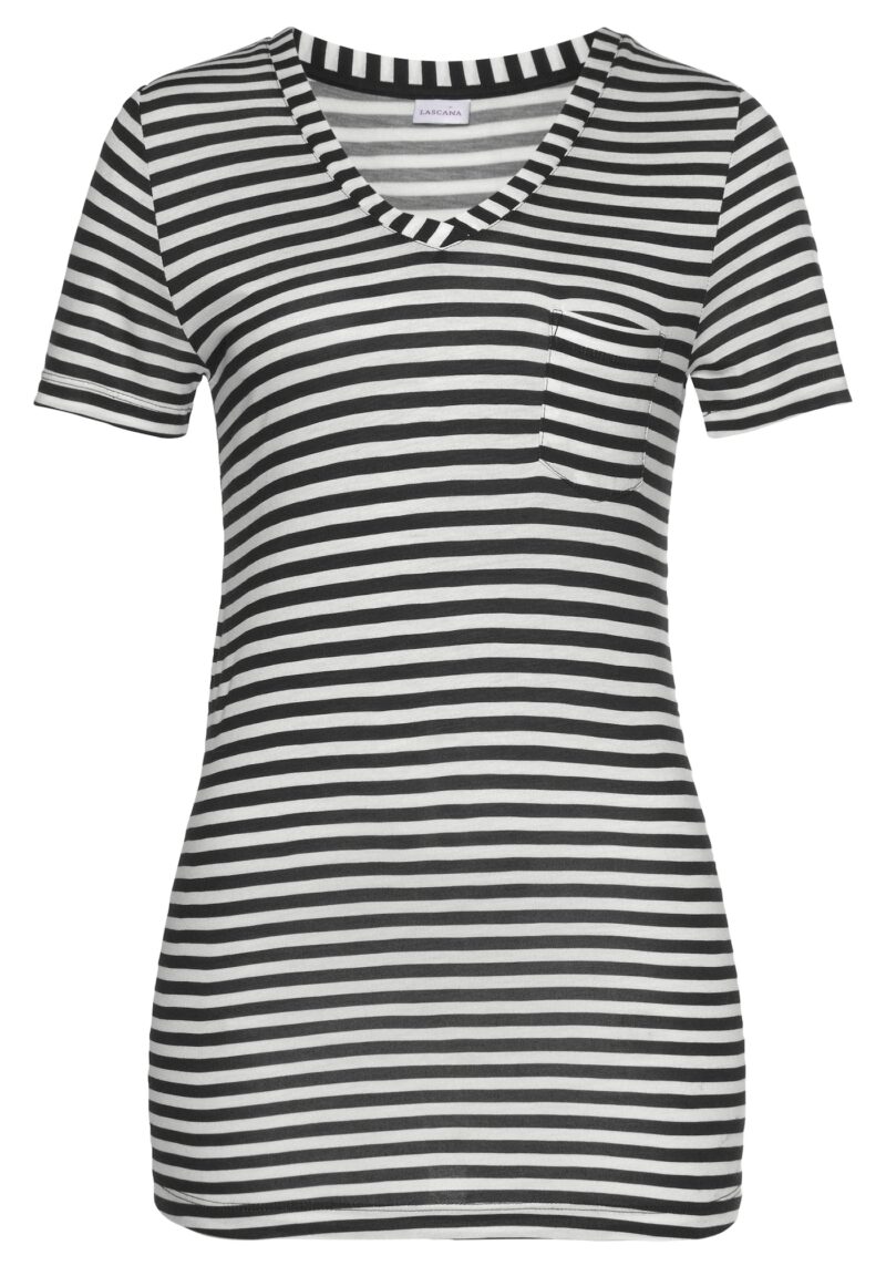 LASCANA Tricou  negru / alb