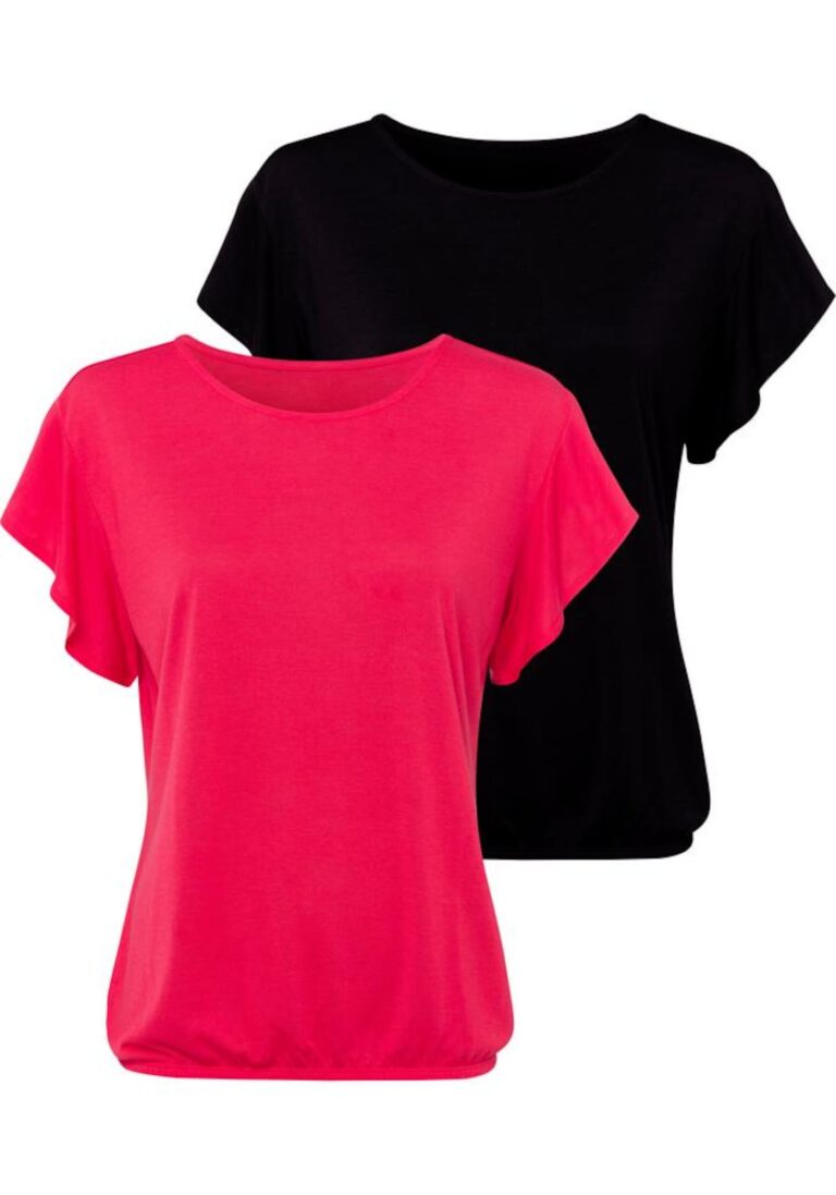 LASCANA Tricou  roz / negru