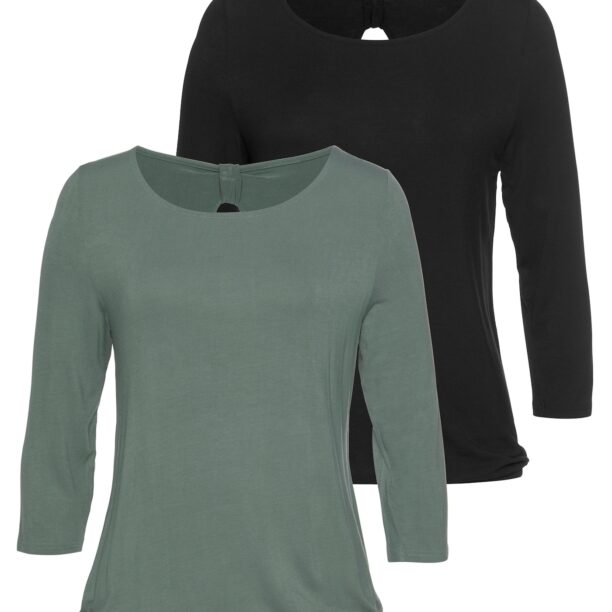 LASCANA Tricou  verde închis / negru