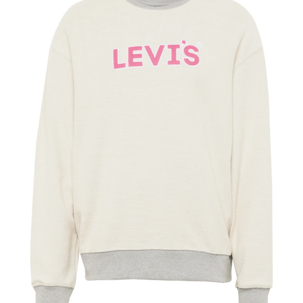 LEVI'S ® Bluză de molton 'Relaxd Graphic Crew'  crem / gri amestecat / roz deschis / alb