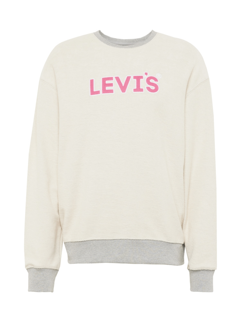 LEVI'S ® Bluză de molton 'Relaxd Graphic Crew'  crem / gri amestecat / roz deschis / alb