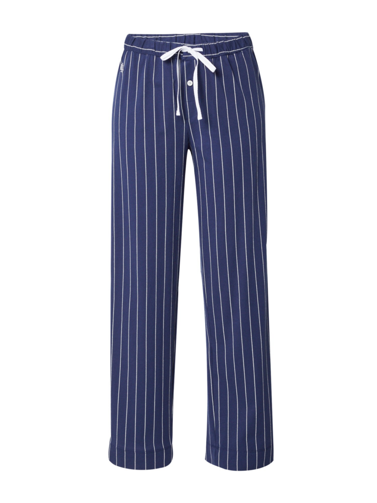 Lauren Ralph Lauren Pantaloni de pijama  bleumarin / alb