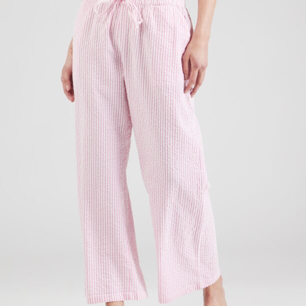 Lindex Pantaloni de pijama  roz pastel / alb