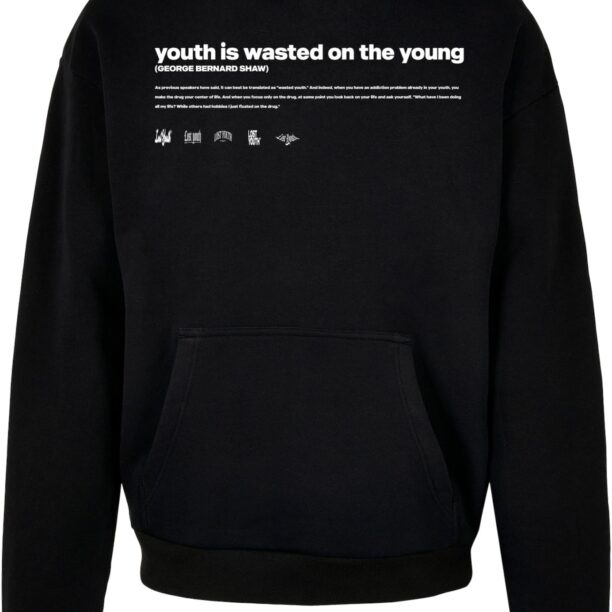 Lost Youth Bluză de molton 'Influenced'  negru / alb