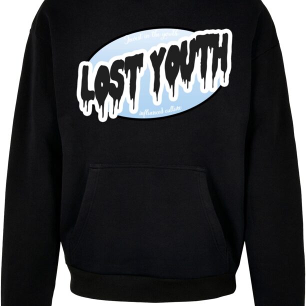 Lost Youth Bluză de molton 'Invest'  albastru deschis / negru / alb