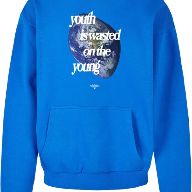 Lost Youth Bluză de molton 'World'  albastru cobalt / albastru închis / verde iarbă / alb