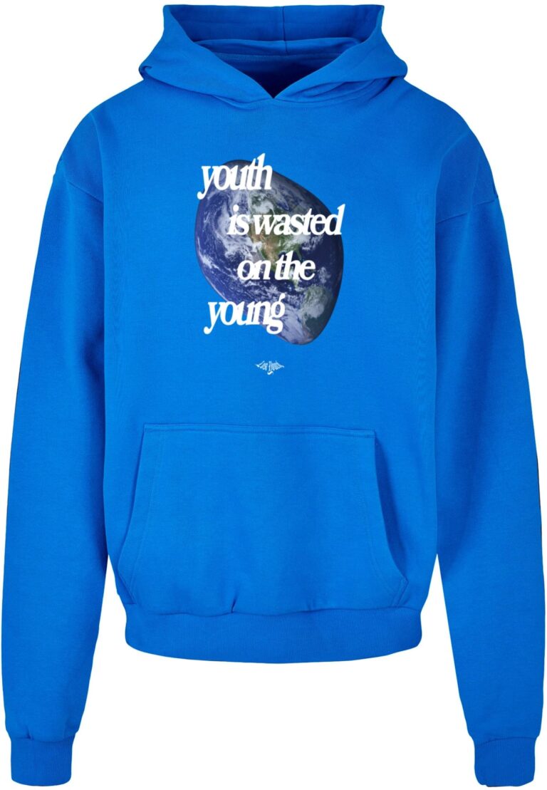 Lost Youth Bluză de molton 'World'  albastru cobalt / albastru închis / verde iarbă / alb