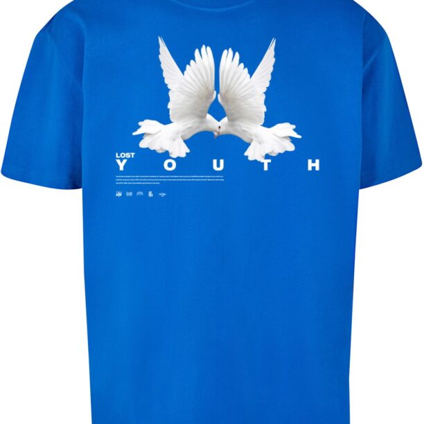 Lost Youth Tricou 'Dove'  albastru regal / gri / alb