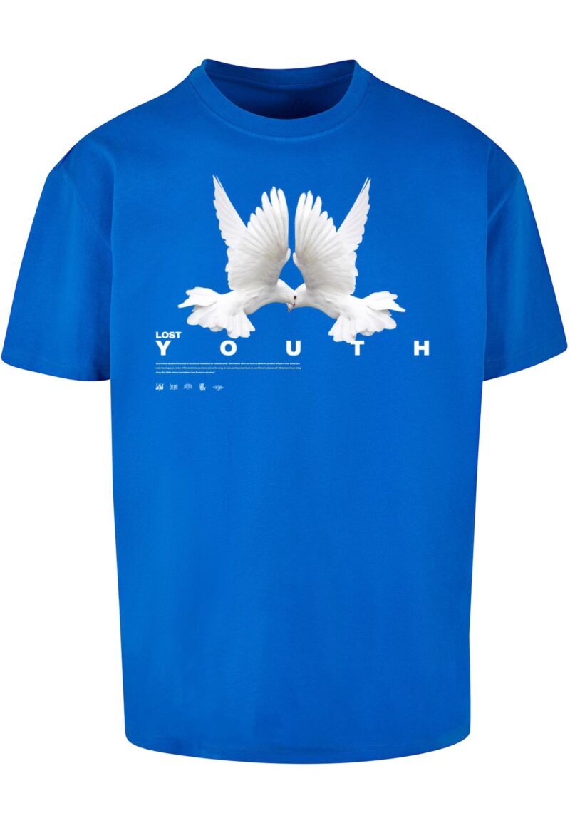 Lost Youth Tricou 'Dove'  albastru regal / gri / alb