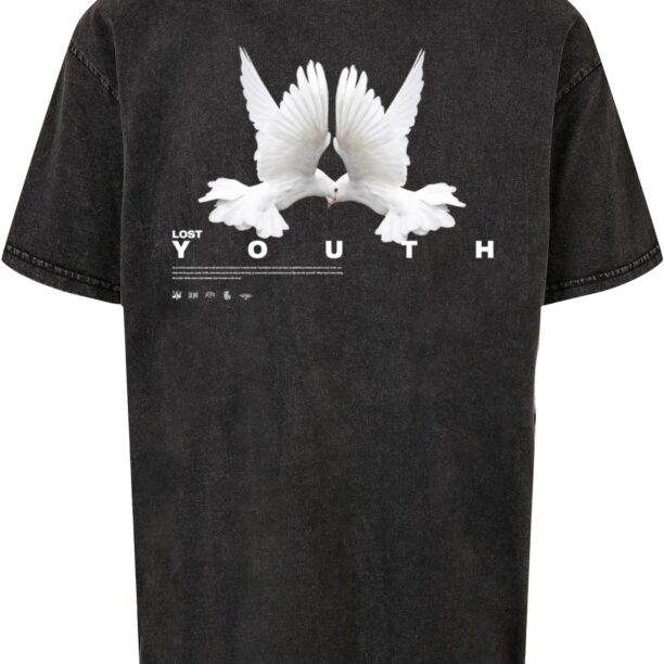 Lost Youth Tricou 'Dove'  gri deschis / negru / alb