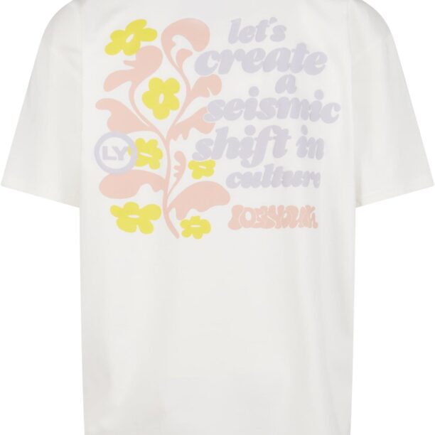 Lost Youth Tricou 'Flowers'  galben pastel / mov pastel / roz pastel / alb