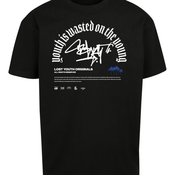 Lost Youth Tricou 'GRAFFITI'  albastru regal / negru / alb