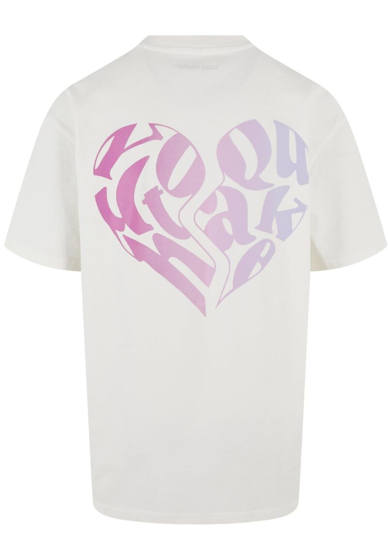 Lost Youth Tricou 'Heart'  crem / mov lavandă / mov deschis