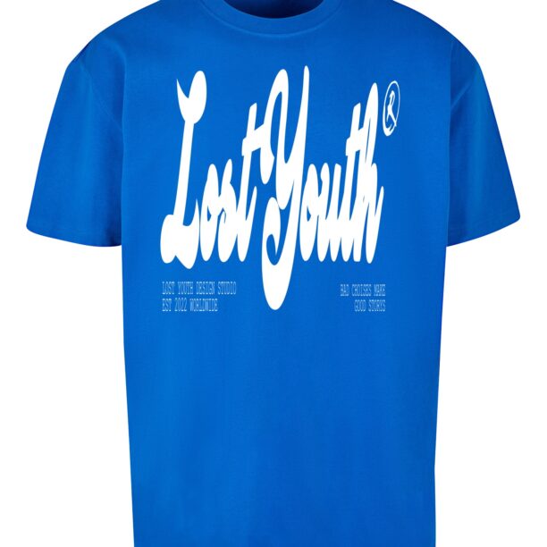 Lost Youth Tricou  albastru cobalt / alb