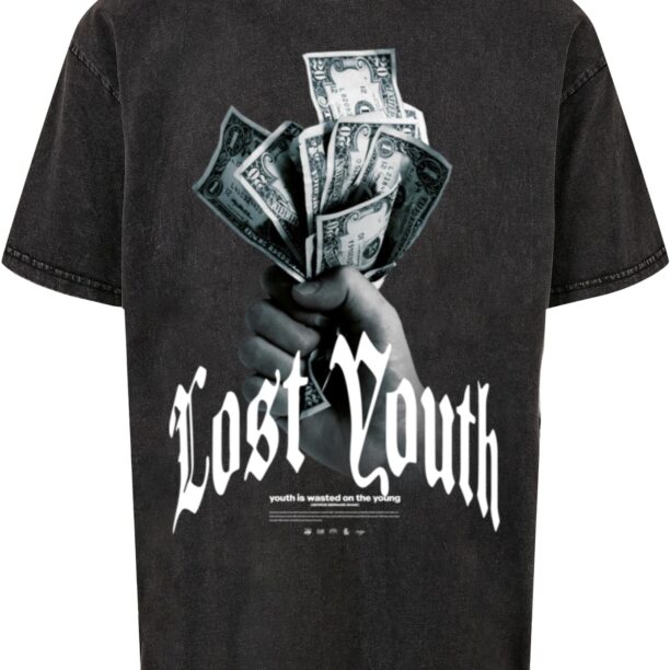 Lost Youth Tricou  gri / negru / alb