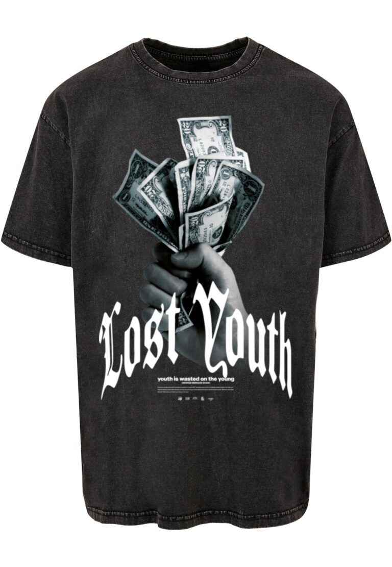 Lost Youth Tricou  gri / negru / alb