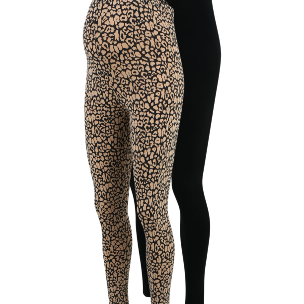 MAMALICIOUS Leggings 'Julienne'  maro deschis / negru