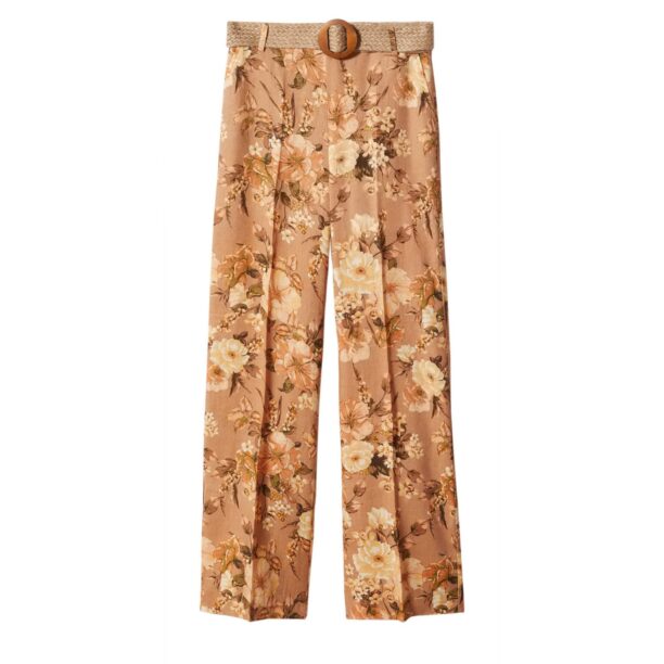 MANGO Pantaloni cu dungă 'Amalfi'  maro caramel / maro deschis