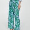 MANGO Pantaloni cutați 'Twist'  albastru deschis / verde