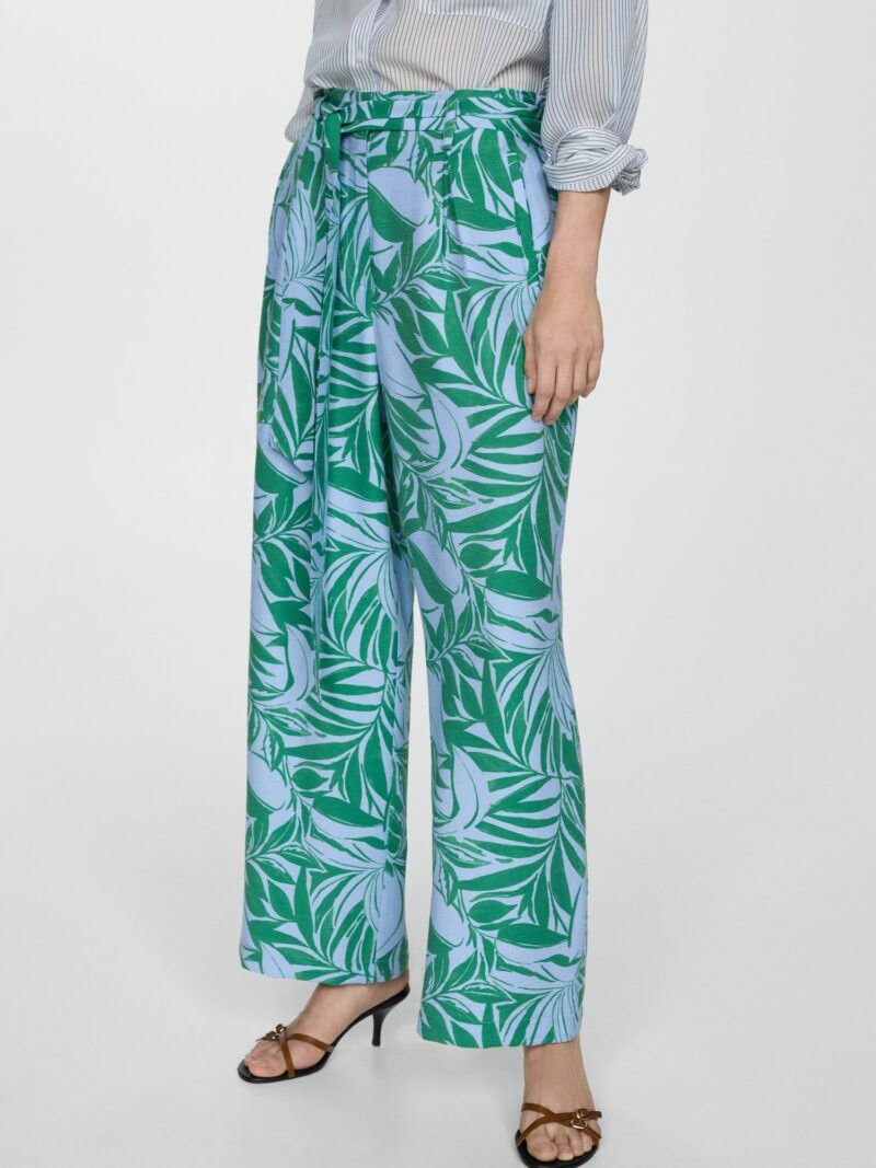 MANGO Pantaloni cutați 'Twist'  albastru deschis / verde