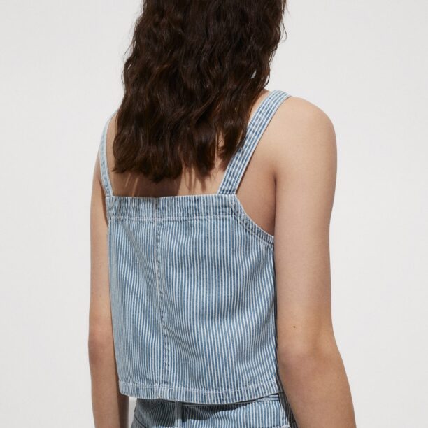 MANGO Top 'IBIZA'  albastru denim / alb murdar