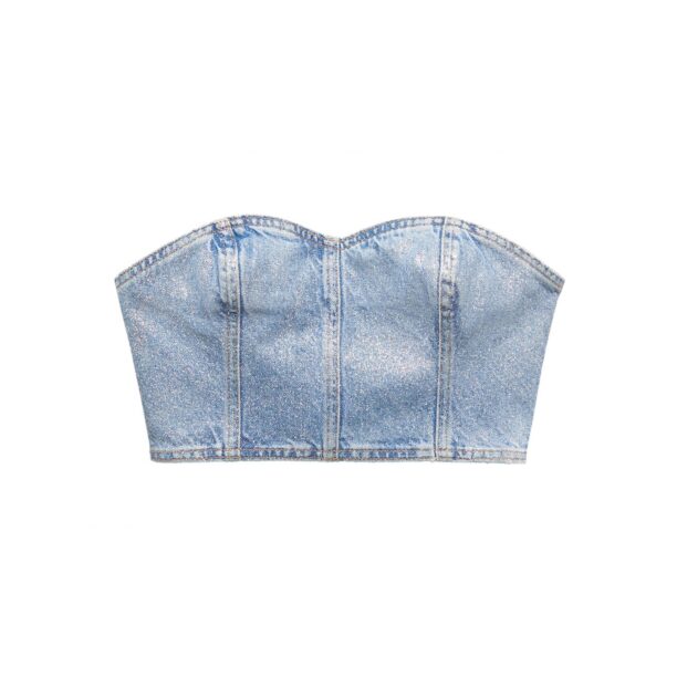 MANGO Top 'SHINNY'  albastru denim