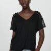 MANGO Tricou 'MACA'  negru