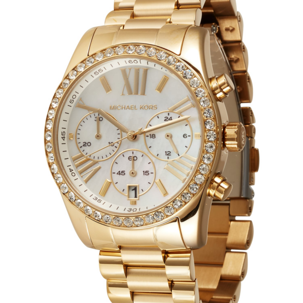 MICHAEL Michael Kors Ceas analogic 'Lexington'  auriu / transparent / alb perlat