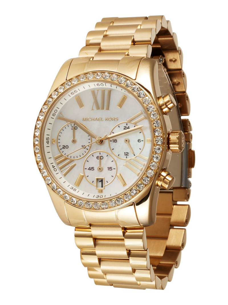 MICHAEL Michael Kors Ceas analogic 'Lexington'  auriu / transparent / alb perlat