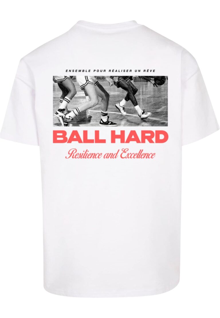 MT Upscale Tricou 'Ball Hard'  gri / roșu / negru / alb