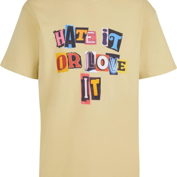 MT Upscale Tricou 'Hate it or Love it'  albastru / galben / roz / roșu