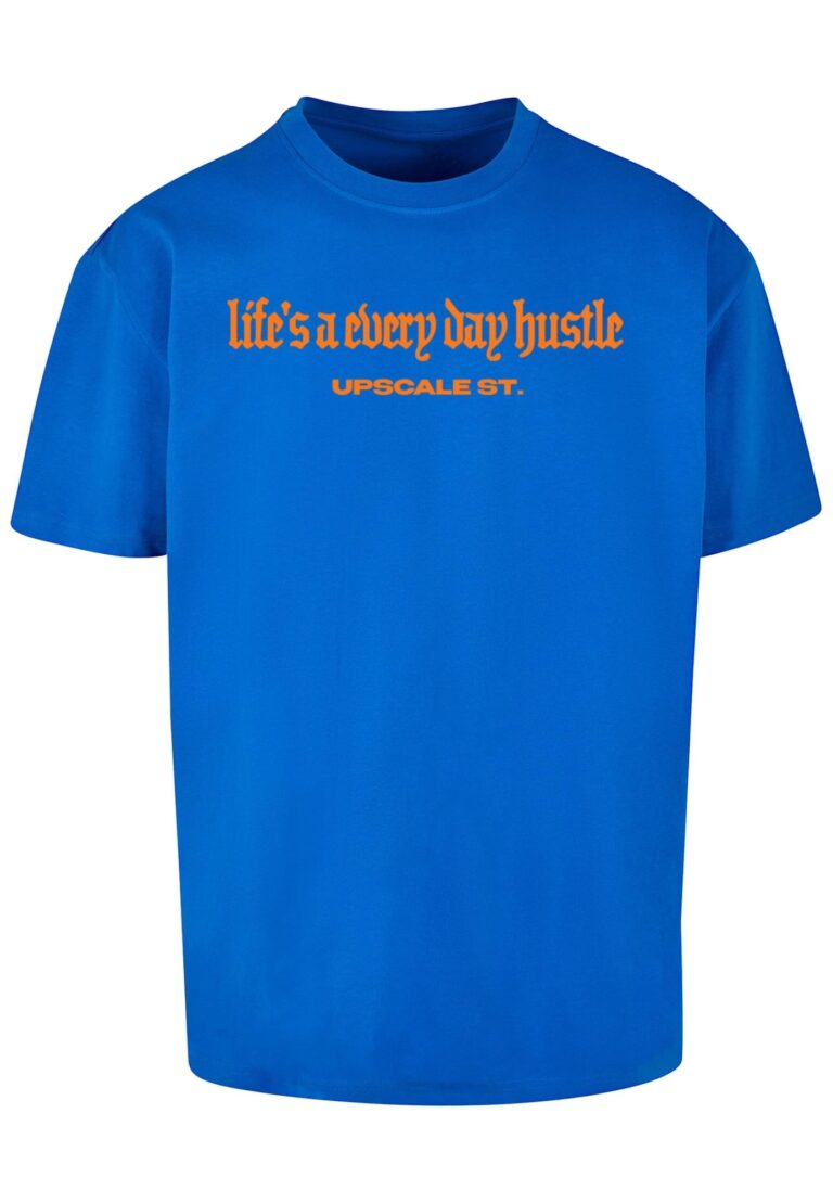 MT Upscale Tricou 'Hustle'  albastru cobalt / mov deschis / portocaliu / negru