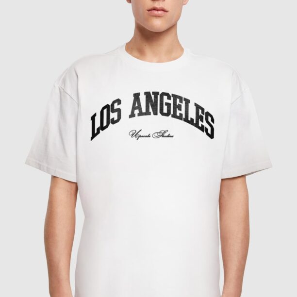 MT Upscale Tricou ' L.A. College'  negru / alb preţ