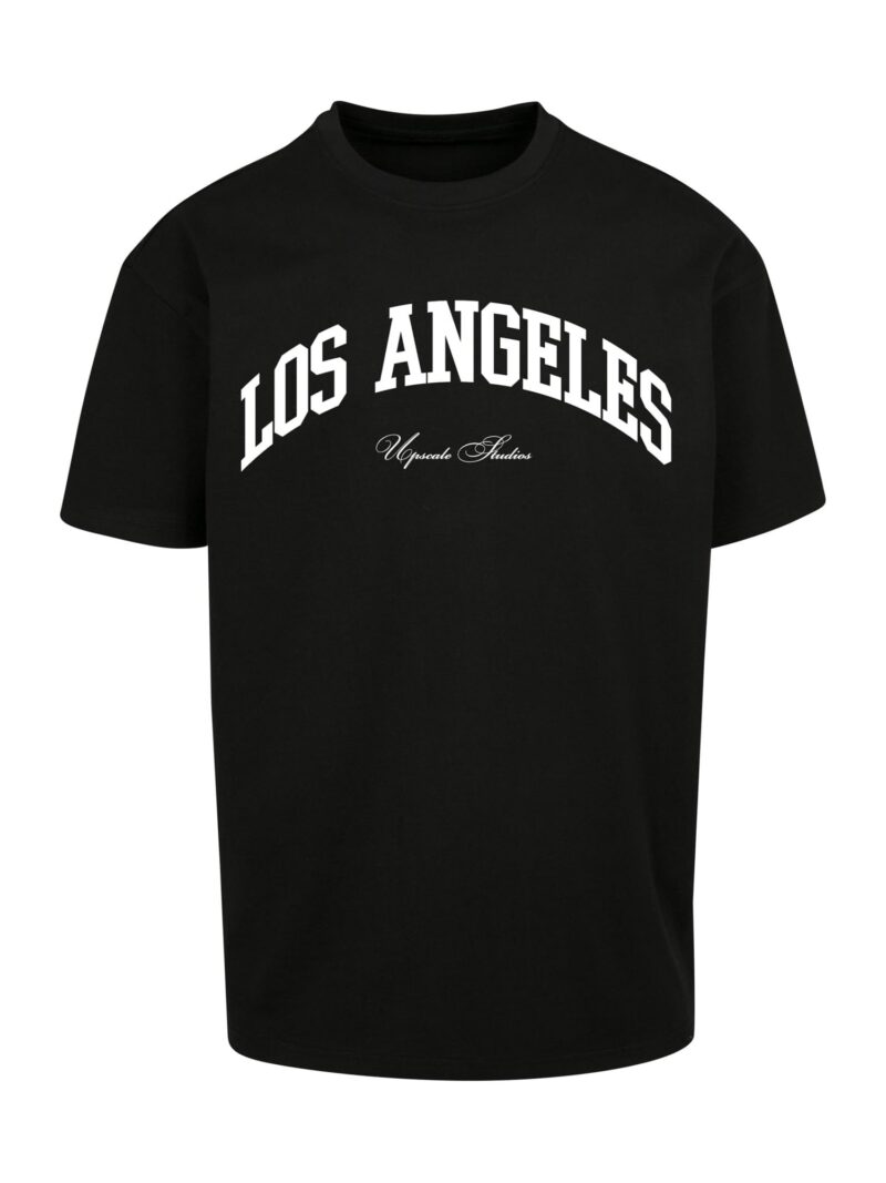 MT Upscale Tricou 'L.A. College'  negru / alb