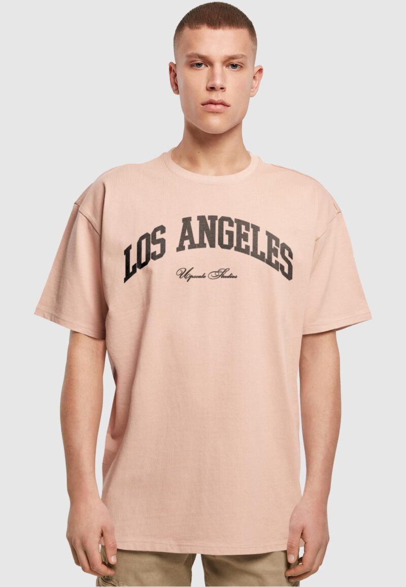 MT Upscale Tricou 'L.A. College'  portocaliu pastel / negru preţ