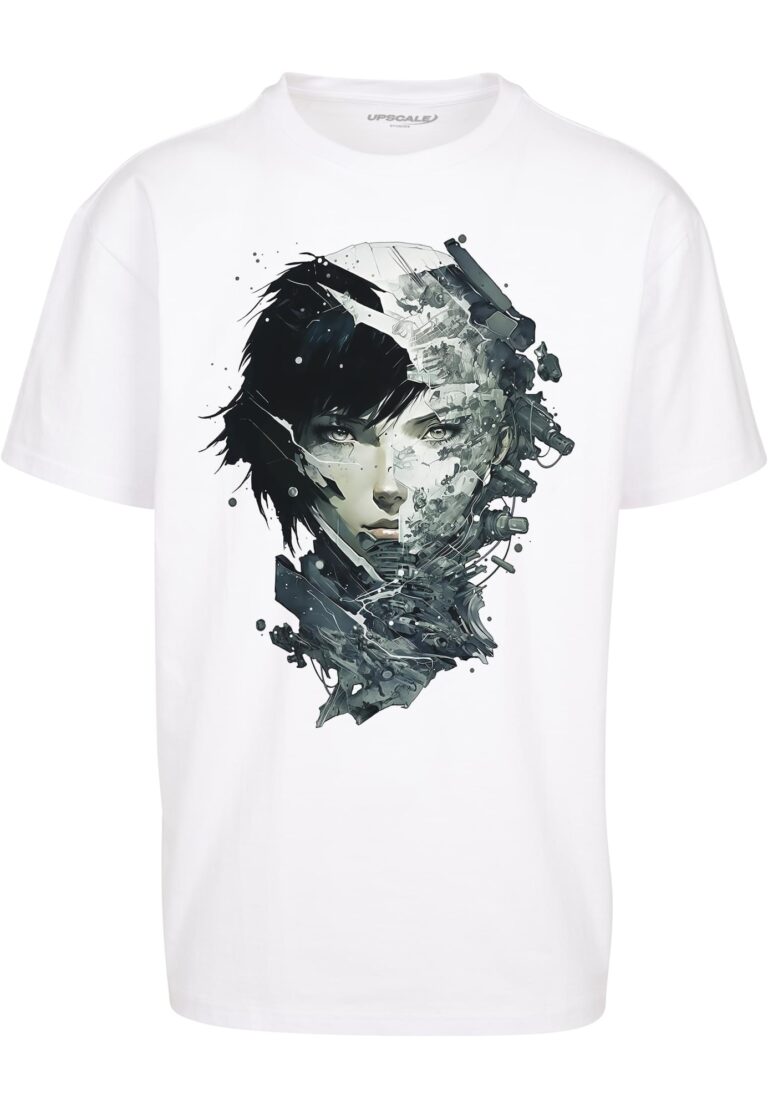 MT Upscale Tricou 'Puppet Master'  gri grafit / gri deschis / negru / alb