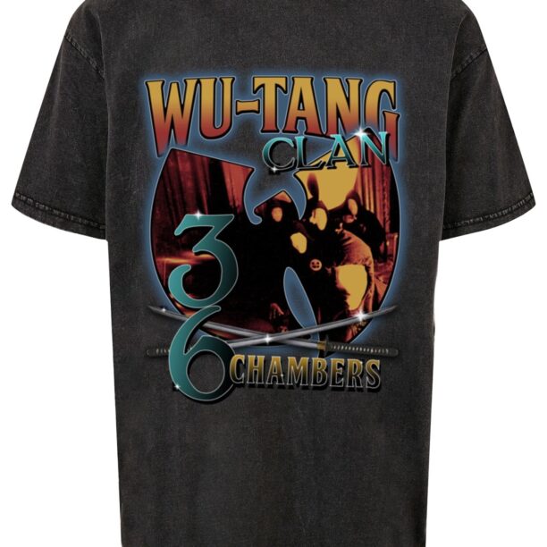 MT Upscale Tricou 'Wu Tang 36 Chambers Acid Was'  verde petrol / portocaliu / roșu / negru