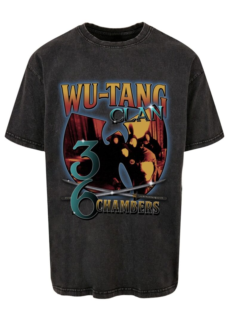 MT Upscale Tricou 'Wu Tang 36 Chambers Acid Was'  verde petrol / portocaliu / roșu / negru